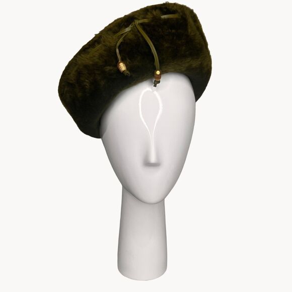 Vintage 60s Green Angora Blend Empress Hat Roller Cap West Germany Hess Bros - Picture 2 of 12